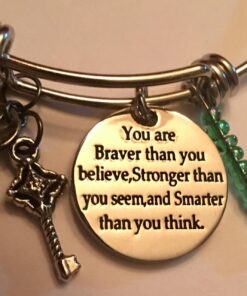 lauhonmin You are Braver Stronger Smarter than you think Inspirational Expandable Bangle Bracelet Women Base Color Alloy 27 71kv5FVmuL 1