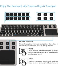 Alternative view of Arteck 2.4G Wireless Touch TV Keyboard with Easy Media Control and Built-In Touchpad Mouse Solid Stainless Ultra Compact Full Size Keyboard -Connected Computer, Smart TV, HTPC
