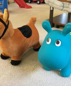 iPlay, iLearn Bouncy Pals Brown Hopping Horse, Toddler Plush Animal Hopper Toy, Kids Inflatable Ride on Bouncer W/Pump, Indoor Outdoor Jumper, Birthday Gifts for 18 24 Months 2 3 Year Old Boys Girls Brown Hopper Horse 38 71kwFGd7LRL
