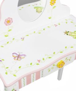 Fantasy Fields - Princess & Frog Kids Vanity Table and Stool Set , 1 drawer, Gift for Kids, White Pink, Crown 12 71kwT bX2eL