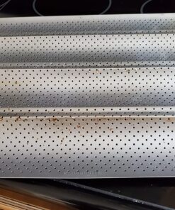 AMAGABELI GARDEN & HOME Nonstick Perforated Baguette Pan 15" x 13" for French Bread Baking 4 Wave Loaves Loaf Bake Mold Toast Cooking Bakers Molding 4 Gutter Oven Toaster Pan Cloche Waves Silver 4 Slots 40 71kxDNdEhWL