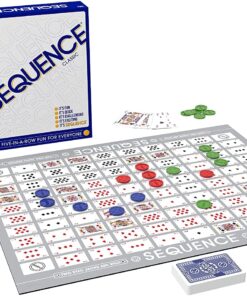 SEQUENCE- Original SEQUENCE Game with Folding Board, Cards and Chips by Jax ( Packaging may Vary ) White, 10.3" x 8.1" x 2.31" Multicolor 25 71kxYqRuJFL