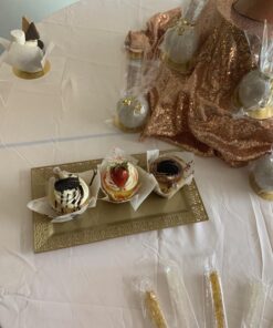 Silver Spoons and More lace Rim 14" x 7.5" Heavyweight Plastic Set of 2 Serving Trays, gold 33 71kyhLwaukL