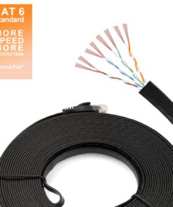 Cat 6 Ethernet Cable 75 Ft, Outdoor&Indoor, 10Gbps Support Cat 7 Network, Slim long Flat Internet LAN Patch Cord, Cat6 Solid High Speed weatherproof Cable for Router, Modem, PS4/5, Xbox, Gaming, Black 75ft 11 71kynHkm0oL 2
