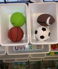 AppleRound Pack of 4 Sports Balls with 1 Pump: 1 Each of 5" Soccer Ball, 5" Basketball, 5" Playground Ball, and 6.5" Football (4 Balls and 1 Pump) 58 71l 0 FMOrL