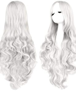 Rbenxia Curly Cosplay Wig Long Hair Heat Resistant Spiral Costume Wigs Anime Fashion Wavy Curly Cosplay Daily Party Silver 32" 80cm 35 71l VQHVEkL