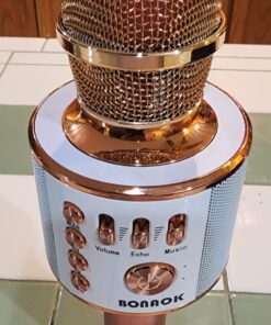 BONAOK Wireless Bluetooth Karaoke Microphone, 3-in-1 Portable Handheld Mic Speaker for All Smartphones,Gifts for Girls Kids Adults All Age Q37(Rose Gold) Rose Gold 54 71l210VbRTL