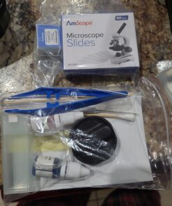 AmScope M162C-2L-PB10-WM-SP14-50P100S 40X-1000X Beginners Microscope Kit for Kids & Students w/Complete Science Accessory Kit + World of The Microscope Book 53 71l2KlrsytL