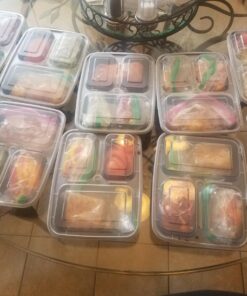 Ez Prepa 25 Pack 32oz 3 Compartment Meal Prep Containers with Lids -Food Storage Containers Plastic, Bento Box, Lunch Containers, Microwavable, Freezer and Dishwasher Safe, Food Containers 41 71l2Lo0ZMYL