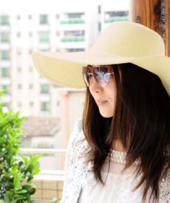 Alternative view of Ayliss Women Floppy Derby Hat Wide Large Brim Beach Straw Sun Cap One Size Style #1 Beige