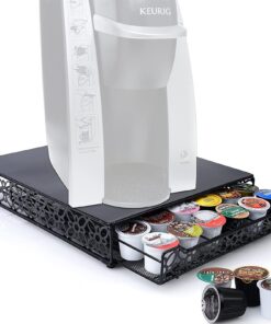 Home-It K Cup Holder for Counter - Storage Drawer for Keurig K-Cup Coffee Pod Organizer - Metal Designed K-Cup Storage, 42 Pod Capacity Compact Under Coffee Pot 23 71l2ldixlGL