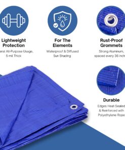 Kotap 20-ft x 30-ft General Purpose Blue Poly Tarp, Item: TRA-2030 Size: 20 x 30' 1-Pack 11 71l3Uyeuh2L
