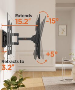 Perlegear Full Motion TV Wall Mount for 26-65 inch TVs, TV Bracket Supports Swivel Articulating Level Extension Tilt Arms, Max VESA 400x400mm up to 99lbs, 16" Wood Studs, PGMFK4 26 71l5ZWm4zuL