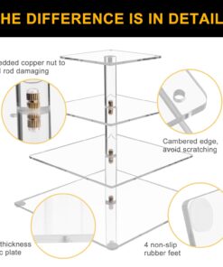 Vdomus 4 Tier Acrylic Cupcake Stand Pastry Stand with LED String Lights Dessert Tree Tower Cake Pyramid for Birthday Wedding Party Babyshower Christmas, Holds up to 50 Cupcakes (Warm) Gold 4 Tier Square 25 71l5p3xKbnL