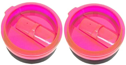 LTG Set of 2 Replacement Splash Proof Sliding Lids for 30oz Steel Tumblers Fits Most 30oz Tumblers. Steel Straws Bonus. Pink, Blue or Green YETI style Lids.