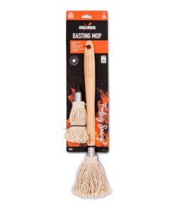 GRILLHOGS 18" Basting Mop - BBQ Mop Brushes for Sauce, Extra-Absorbent Double Head, Ergonomic Durable Natural Oak Handle, BBQ Grill Brush & Sauce Brush 14 71lAKSkJVqL