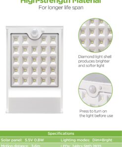 InnoGear Solar Gutter Lights, 24 LEDs Solar Motion Sensor Lights IP65 Waterproof Solar Outdoor Lights Solar Wall Lights Security Lighting for Yard Porch Patio, Pack of 4 34 71lALJUfjcL