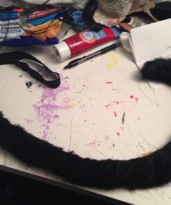 Happylifehere Long Fur Cat Ears and Cat Tail Set Halloween Party Kitty Cosplay Costume Kits (Black) Black 23 71lAZL95qL