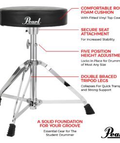 Pearl Drum Throne Seat, Adjustable Height, Portable Folding Padded Stool with Braced Anti-Slip Feet (D50) 6 71lB5iywTDL