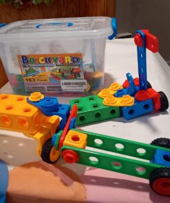 Brickyard Building Blocks STEM Toys - Educational Building Toys for Kids Ages 4-8 with 163 Pieces, Tools, Design Guide and Toy Storage Box, Gift for Boys & Girls 163 Piece 35 71lCc rtAZL