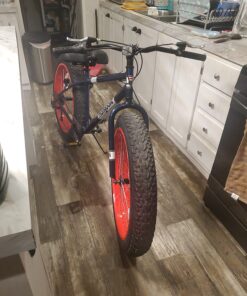 Mongoose Dolomite Mens and Womens Fat Tire Mountain Bike, 26-Inch Wheels, 4-Inch Wide Knobby Tires, 7-Speed, Adult Steel Frame, Front and Rear Brakes Navy Blue 17-Inch/Medium 43 71lDo4GeDkL