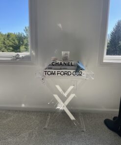 Designstyles Acrylic Folding Tray Table – Modern Chic Accent Desk - Kitchen and Bar Serving Table - Elegant Clear Design 27 71lEa0aRa0L