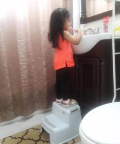 Dual Height 2 Step Stool for Kids | Slip Resistant Soft Grip Toddler's Stool for Potty Training and Use in The Bathroom or Kitchen | BPA Free for Comfort and Safety (1 Pack, Grey) 1 Count (Pack of 1) Gray 42 71lFE6lUMbL