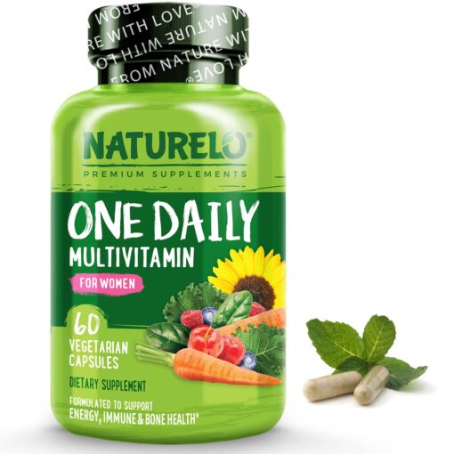 NATURELO One Daily Multivitamin for Women - Energy Support - Whole Food Supplement to Nourish Hair, Skin, Nails - Non-GMO - No Soy - Gluten Free - 60 Capsules - 2 Month Supply 60 Count (Pack of 1)