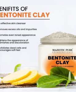 MAJESTIC PURE Bentonite Clay - Indian Healing Clay - Deep Pore Cleansing Mask - Clay Mask for Face, Hair, Acne, Detoxify and Skin Care - Sodium Bentonite Powder - Facial Mask for Men & Women - 20 oz 30 71lGjIeydqL