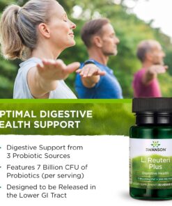Swanson L. Reuteri Probiotic Plus with L. Rhamnosus L. Acidophilus & FOS Prebiotic Digestive Support 7 Billion CFU 30 Veggie Capsules 1 15 71lHJV87qwS