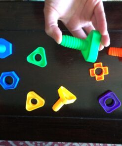 Skoolzy Nuts and Bolts 12 Piece Toy Building Block Set Sensory Occupational Therapy STEM for 18+ Months Toddler Toys & Kids, Includes eBook Travel 12 Piece 42 71lJzMG4XL 1