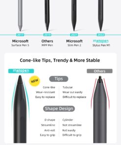 Metapen Stylus Pen M1 for Microsoft Surface (75-Day Battery Life,Smooth Writing),Work for Surface Pro X/9/8/7/6/5/4/3,Surface Go 3/Book 3/Laptop 4/Studio 2,ASUS VivoBook Flip 14 for Students&Doers Classic Black 26 71lO9GwOLVL