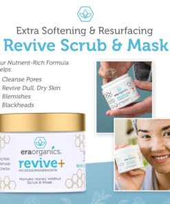 Era Organics Microdermabrasion Facial Scrub & Face Exfoliator - Spa Quality Exfoliating Mask with Manuka Honey Walnut Moisturizing Exfoliant for Dry Skin, Blackheads Wrinkles (2 oz) 2 Ounce (Pack of 1) 24 71lOffvGrL 3