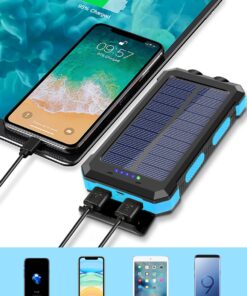 Power-Bank-Portable-Solar-Charger-30000mAh Battery Pack with Emergency LED Flashlight & 2x2.1A USB-A Output Ports Compatible with iPhone 14/13 Series, Samsung, and More, Perfect for Hiking, Camping Blue&Black 24 71lPNOC2E5L 2