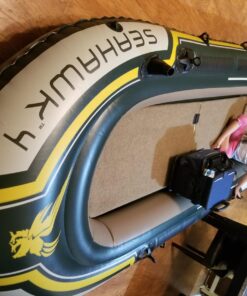 INTEX Seahawk Inflatable Boat Series: Includes Deluxe Aluminum Oars and High-Output Pump – SuperStrong PVC – Fishing Rod Holders – Heavy Duty Grab Handles – Gear Pouch Seahawk 4 Boat Set 40 71lPdFVmizL