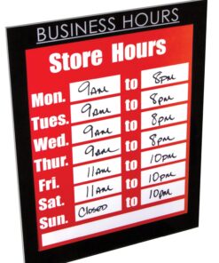 Nudell 37085BH Magnetic Business Hours Sign Holder, 8.5" x 11", Black