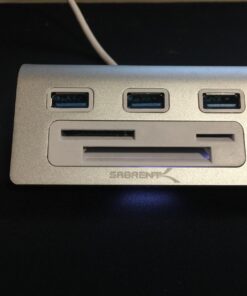 SABRENT Premium 3 Port Aluminum USB 3.0 Hub with Multi in 1 Card Reader (12" Cable) for iMac, All MacBooks, Mac Mini, or Any PC (HB-MACR) USB 3.0 Type A 42 71lSjioERbL