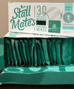 Stall Mates Wipes - Flushable Wipes | Individually Wrapped | Travel Friendly | Unscented with Vitamin-E & Aloe | (30 on-the-go singles) 30 Count (Pack of 1) 41 71lT jcfXJL