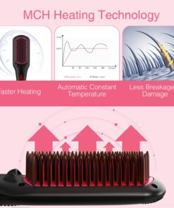 Enhanced Ceramic Hair Straightener Brush by MiroPure, 2-in-1 Ionic Straightening Brush with Anti-Scald Feature, Auto Temperature Lock & Auto-Off Function (Black) 46 71lVRDhBHrL