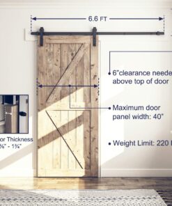 SMARTSTANDARD 6.6 Feet Heavy Duty Sturdy Sliding Barn Door Hardware Kit -Smoothly and Quietly -Easy to Install -Includes Step-by-Step Installation Instruction Fit 40" Wide Door Panel (J Shape Hanger) 25 71lXEOYAfZL