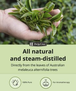 De La Cruz Tea Tree Oil - 100% Pure Tea Tree Essential Oil - Steam Distilled Tea Tree Oil for Aromatherapy - 1 FL OZ (30 mL) 1 Fl Oz (Pack of 1) 9 71lYQDygmsL