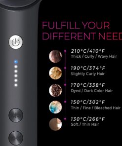 Hair Straightener Brush, TYMO Ring Hair Straightener Comb Straightening Brush for Women with 5 Temps 20s Fast Heating & Dual Voltage Black 30 71lYwdANp0L