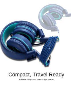 Kids Headphones - noot products K11 Foldable Stereo Tangle-Free 3.5mm Jack Wired Cord On-Ear Headset for Children/Teens/Boys/Girls/Smartphones/School/Kindle/Airplane Travel/Plane/Tablet (Navy/Teal) Navy/Teal 39 71lZehbKdXL