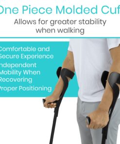 Vive Forearm Crutches (Pair) - Adjustable, Lightweight Arm Crutches Forearm for Adults - Ergonomic Arm Crutch Cuff and Comfortable Handles - Heavy Duty Crutches Non Slip Skid Replaceable Rubber Tips Black 23 71la9nWXTDL