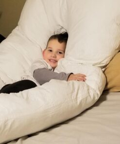 Pregnancy Pillow, Full Body Maternity Pillow with Contoured U-Shape by Bluestone, Back Support 60 x 35 x 7" Pillow & Pillowcase White 35 71lbD25QugL