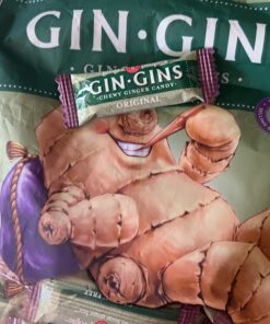 GIN GINS® Original Chewy Ginger Candy by The Ginger People® - Anti-Nausea and Digestion Aid, Individually Wrapped Healthy Candy - Original Ginger Flavor, Large 1 lb Bag (16oz) - Pack of 1 30 71lcYiK2mhL