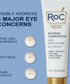 RoC Retinol Correxion Under Eye Cream for Dark Circles & Puffiness, Daily Wrinkle Cream, Anti Aging Line Smoothing Skin Care Treatment 0.5 oz (Packaging May Vary) 0.5 Fl Oz (Pack of 1) 23 71ld2VwoFLL