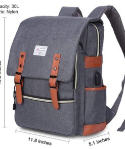 Modoker Vintage Laptop Backpack for Women Men,Travel Backpacks with USB Charging Port Fashion Backpack Fits 15.6Inch Notebook, Grey 29 71ldSryGdZL