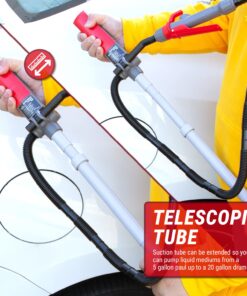 TERA PUMP TREP01-T Multipurpose Battery Powered Fuel Pump with Quick Stop Nozzle for Diesel, DEF, E85, Kerosene - Gas Liquid Transfer Pump with Telescopic Suction (2.4 GPM, 360 Swivel Nozzle) 2D Battery Telescopic - 2.4 GPM 16 71ldwK gkrL