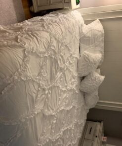 Lush Decor Avon Comforter Ruffled 3 Piece Bedding Set with Pillow Shams, King, White 29 71leJirRxL